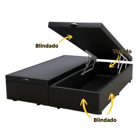 Alternative view of Base Box Queen Baú Corino Preto - ALTO NÍVEL CAMAS E COLCHÕES