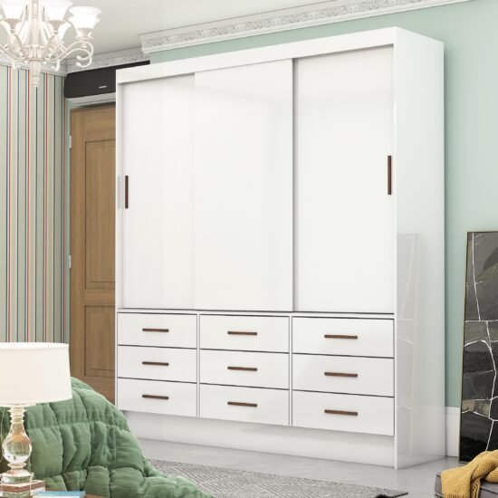 Guarda-Roupa 3 Portas Sevilha (Sem espelho) 1,62 m Branco - CARIOCA MOVEIS