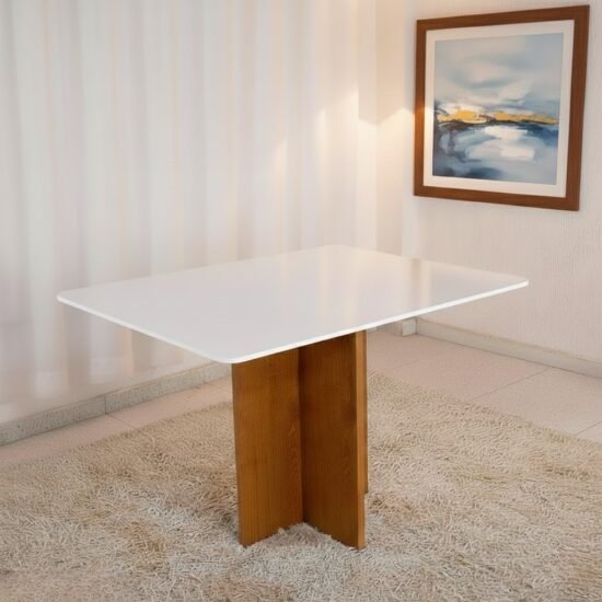 Mesa Salinas 120 (Tampo Londres c/vidro) Cinamomo/Off White - CEL MÓVEIS