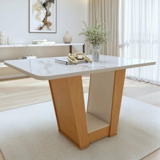 Mesa Apogeu (Tampo Maxi) 120 Amêndoa Clean/Off White - LOPAS