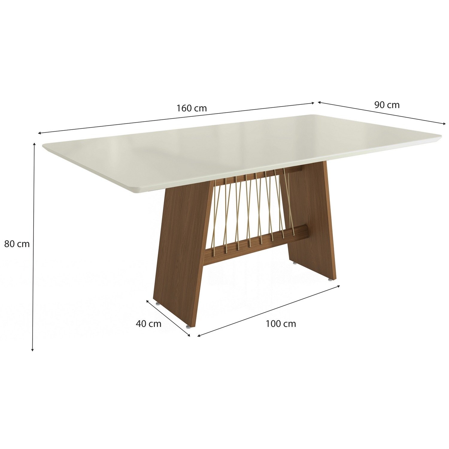 Mesa Damiana BA56 160 Canela/Off White - KAPPESBERG - Imagem 2