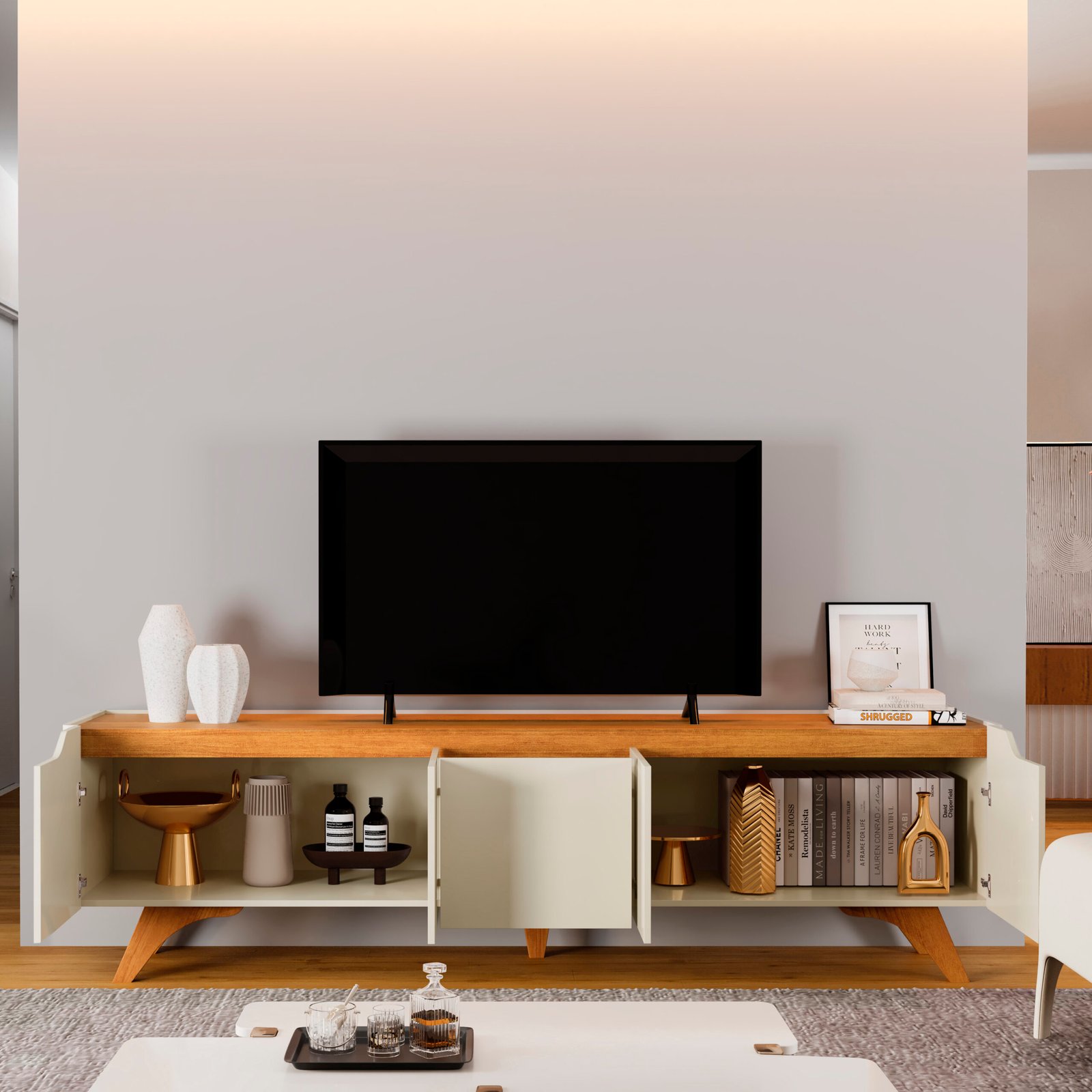 Rack até 75" Atenas 2.2 Off White/Naturale - MAVAULAR - Imagem 3