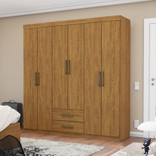 Guarda-Roupa 6 Portas(Sem Espelho/Sem Pés) Áries 1,53 m Cinamomo - CARIOCA MÓVEIS