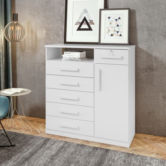 Cômoda 6 Gavetas com Sapateira Da Vinci Branco - LOPAS
