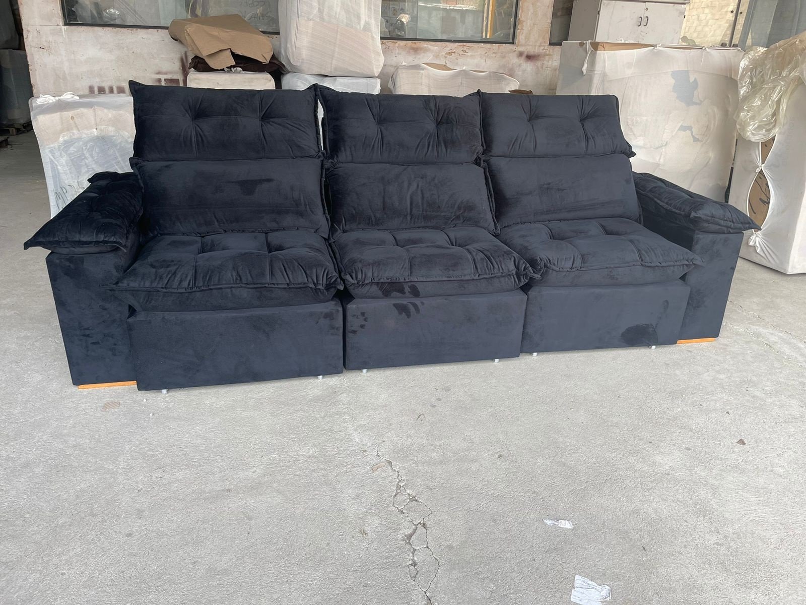 Sofá Retrátil e Reclinável Imperial 2,75 m Veludo Jolie Preto 12 - IMPERIAL DECOR - Imagem 4