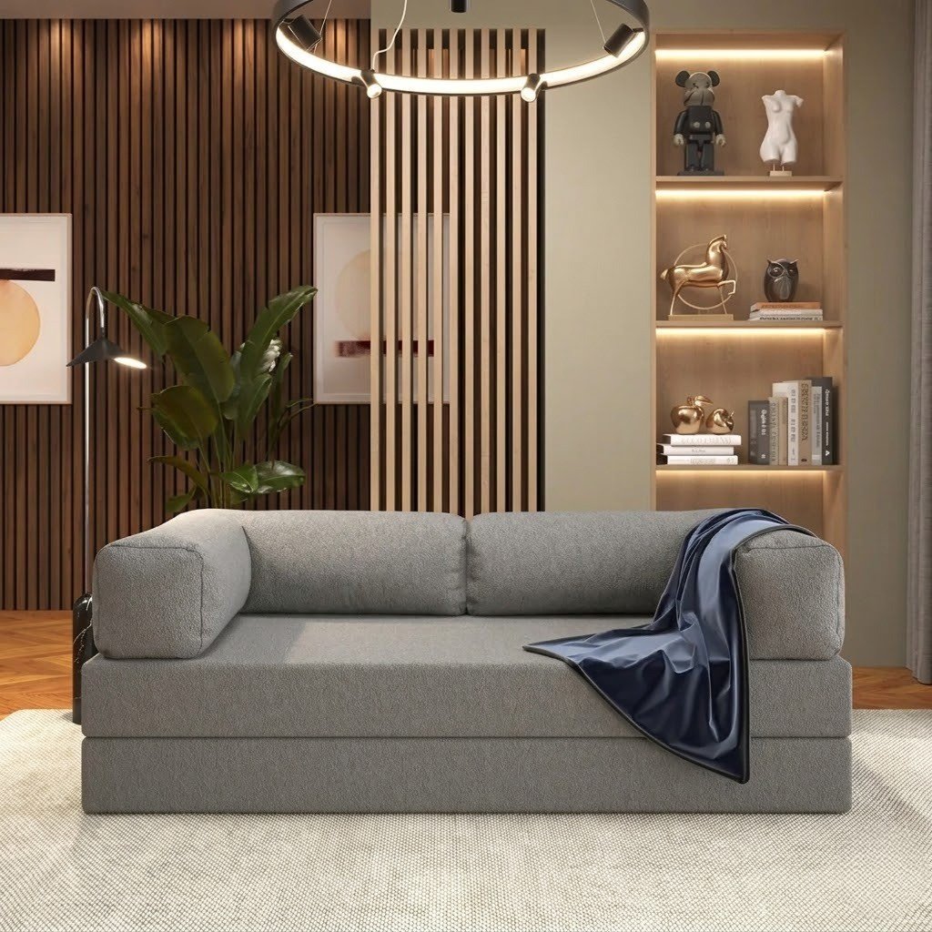 Sofá Cama Light 1,80 m (Expansível) Bouclé Cinza Grafite 10 – PLUFF SOFÁ NA CAIXA - Imagem 4