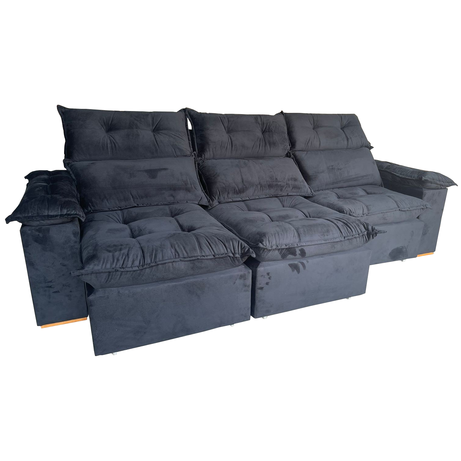 Sofá Retrátil e Reclinável Imperial 2,75 m Veludo Jolie Preto 12 - IMPERIAL DECOR - Imagem 6