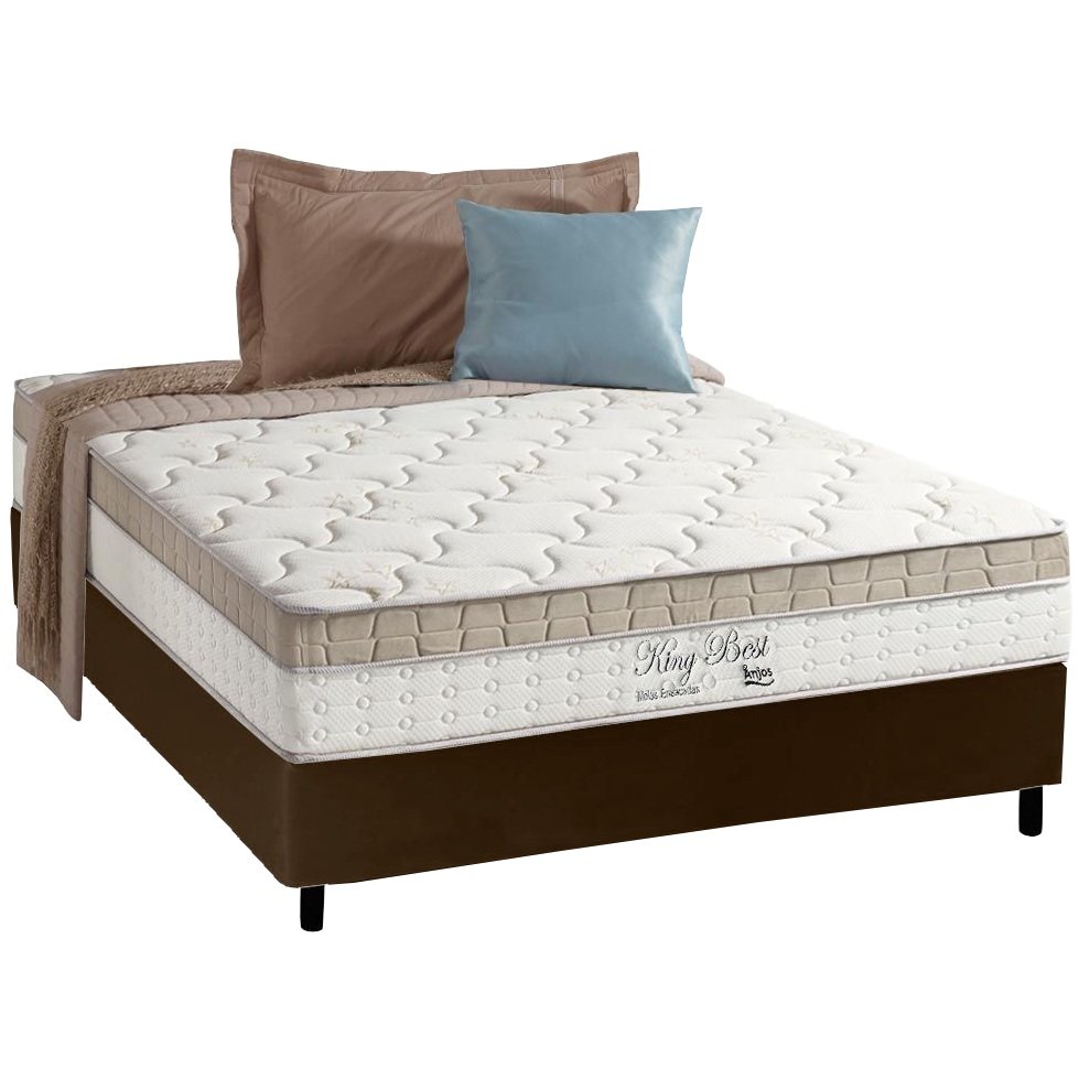 Colchão Casal King Best 28 cm D28 Molas Ensacadas + Base Simples Corino Marrom – ANJOS + ALTO NÍVEL - Imagem 2