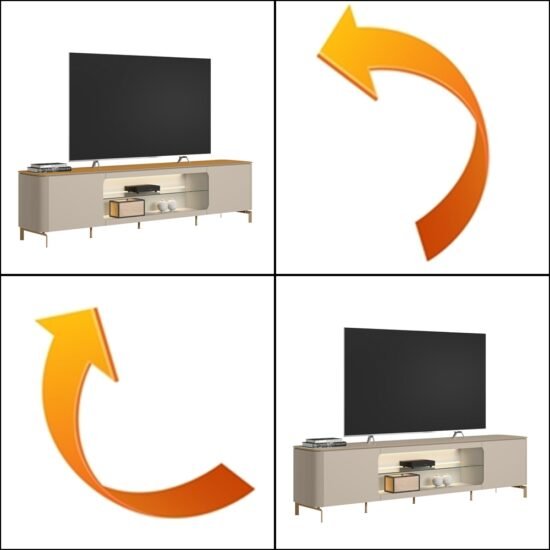 Alternative view of Rack ate 85" Santorini Off White/Tauari Fosco - LINEA BRASIL