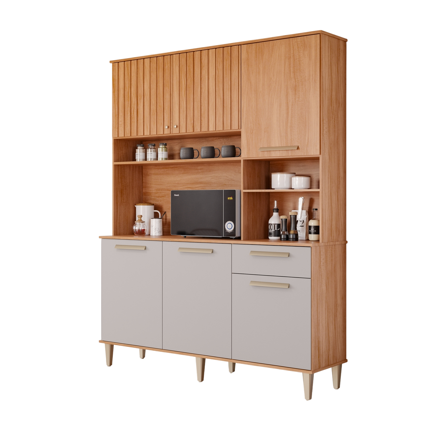 Kit Cozinha 6 Portas Mila 1,51 m Cinamomo/Off White - MGM MÓVEIS - Imagem 6