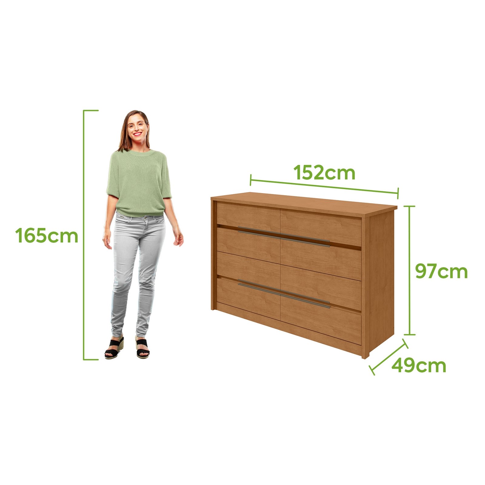 Cômoda 8 Gavetas Urban Amêndoa Clean – LOPAS - Imagem 3