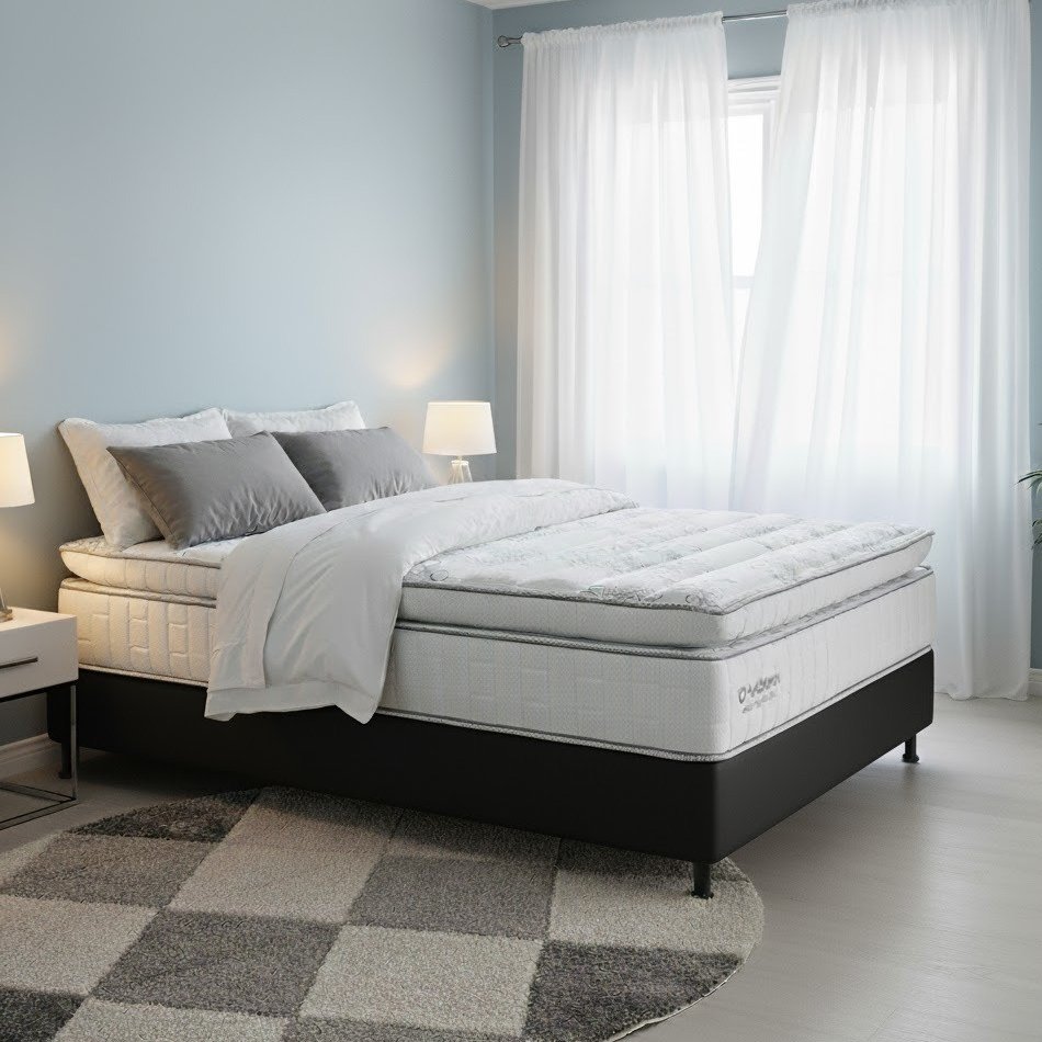 Colchão Casal New Freedom 32 cm D33 Molas Ensacadas + Base Simples Corino Preto – ORTOBOM + BIOSTAR