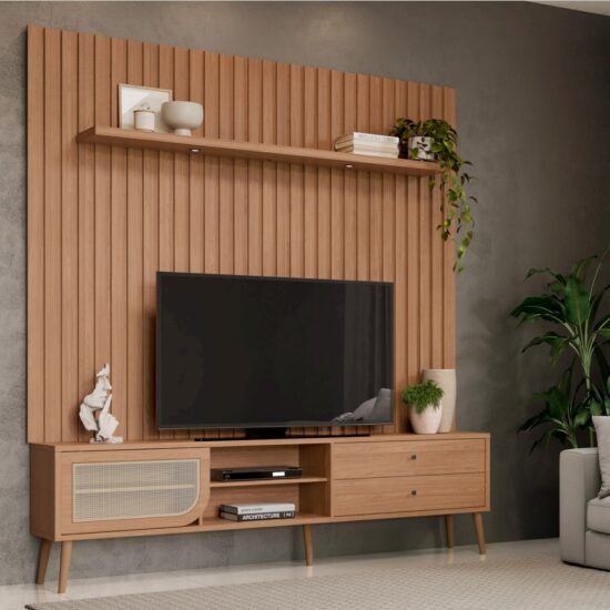 Painel + Rack até 75" TB346F Freijó - DALLA COSTA