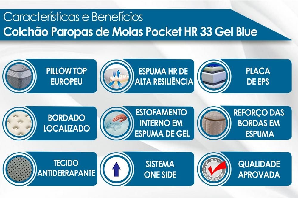 Colchão Casal Blue 32 cm HR33 Molas ensacadas - PAROPAS - Imagem 5