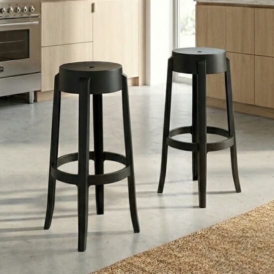 Kit 2 Banquetas Shine Plus Preto UZ8007-11 - KAPPESBERG