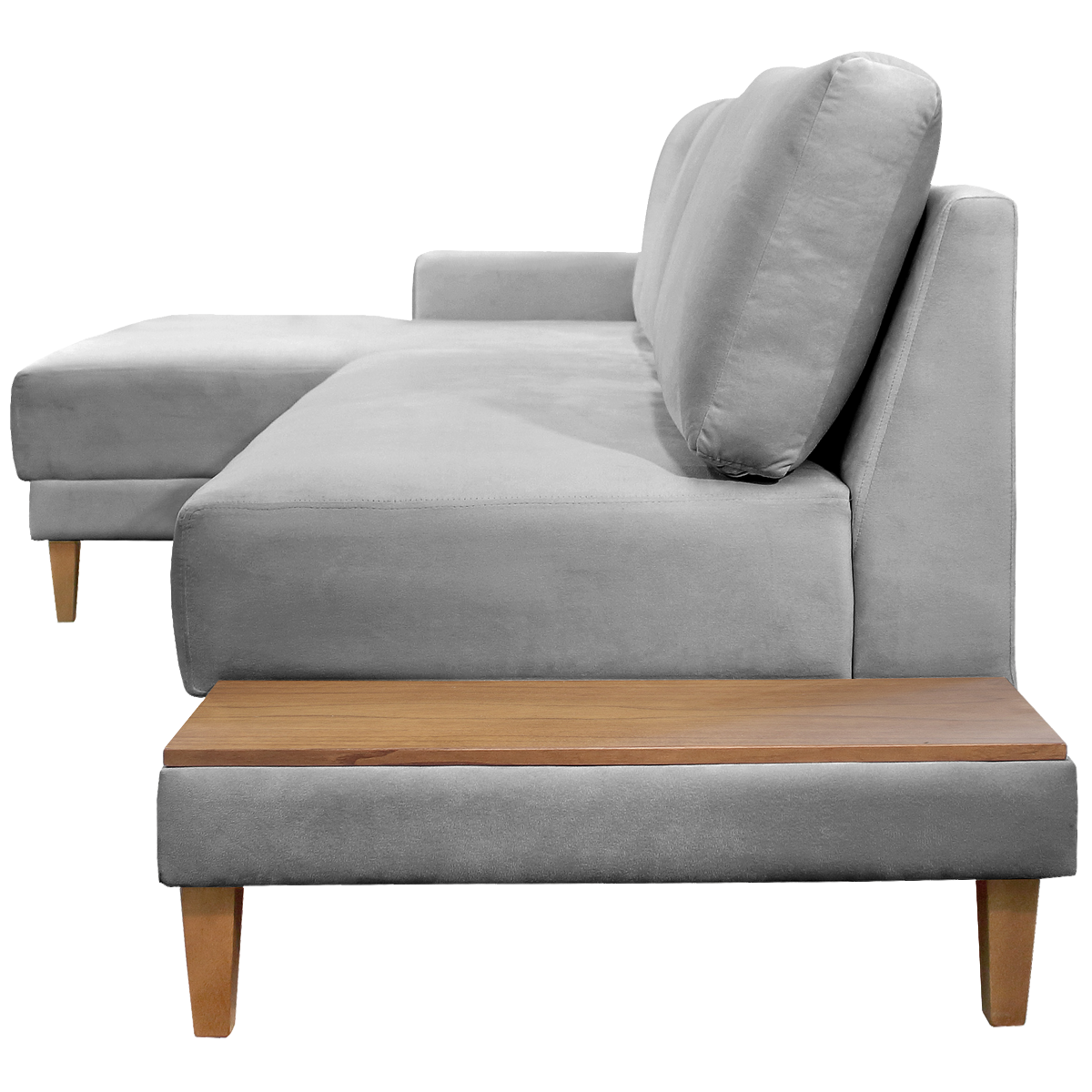 Sofá com Chaise Ref.825 2,90 m Chenile Linho Cinza Firenze - RONDOMÓVEIS - Imagem 9