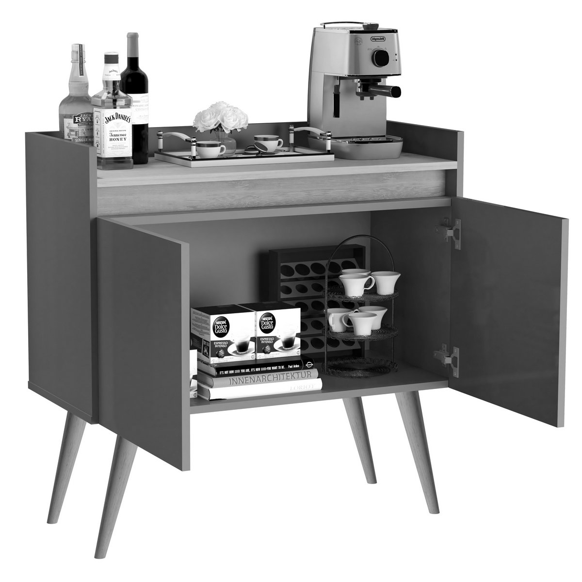 Buffet 2 Portas Gold Perola/Mel - MOVEIS PRIMUS - Imagem 4