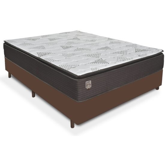 Alternative view of Colchão Casal Ravena 33 cm D26 Molas Ensacadas + Base Simples Corino Marrom – UMAFLEX + BIOSTAR