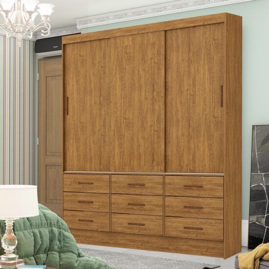 Guarda-Roupa 3 Portas Sevilha (Sem espelho) 1,62 m Cinamomo - CARIOCA MÓVEIS
