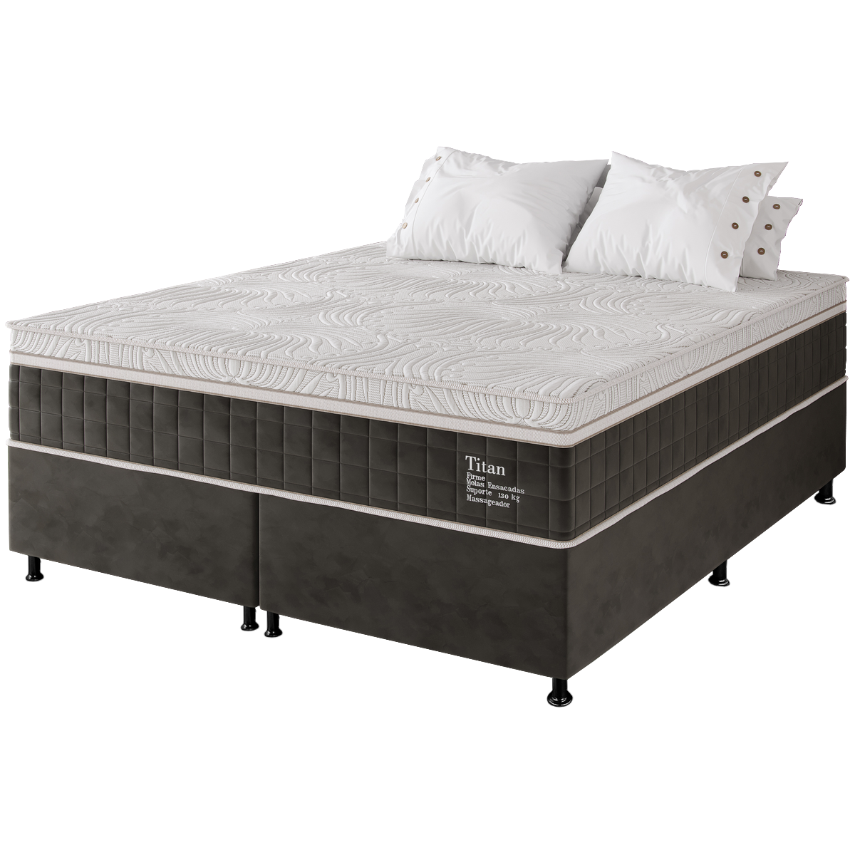 Colchão Queen Massageador Titan/Thor 34 cm D28 Molas Ensacadas + Base Box Simples Corino Branco – VIERO + BIOSTAR - Imagem 5