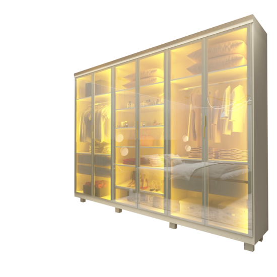 Alternative view of Guarda-Roupa Imperatriz 2,30 m 6 Portas/6 Reflecta Off White - GELIUS
