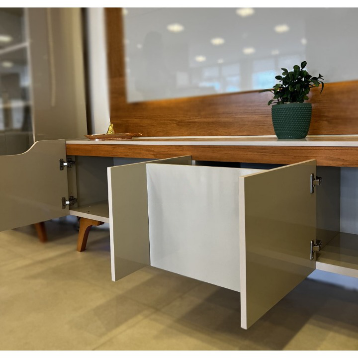 Painel + Rack até 65" Atenas 2.2 Off White/Naturale - MAVAULAR - Imagem 9
