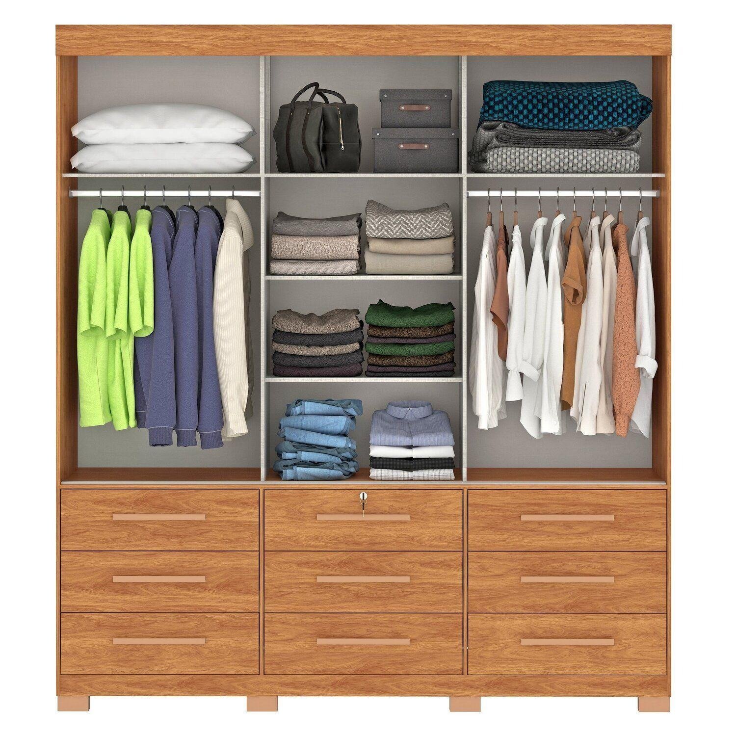 Guarda-Roupa 3 Portas Toronto RP1930 + Cômoda 4 Gavetas com Sapateira Leme CO240 Cinamomo/Off White/Cinamomo – FELLICCI - Imagem 3