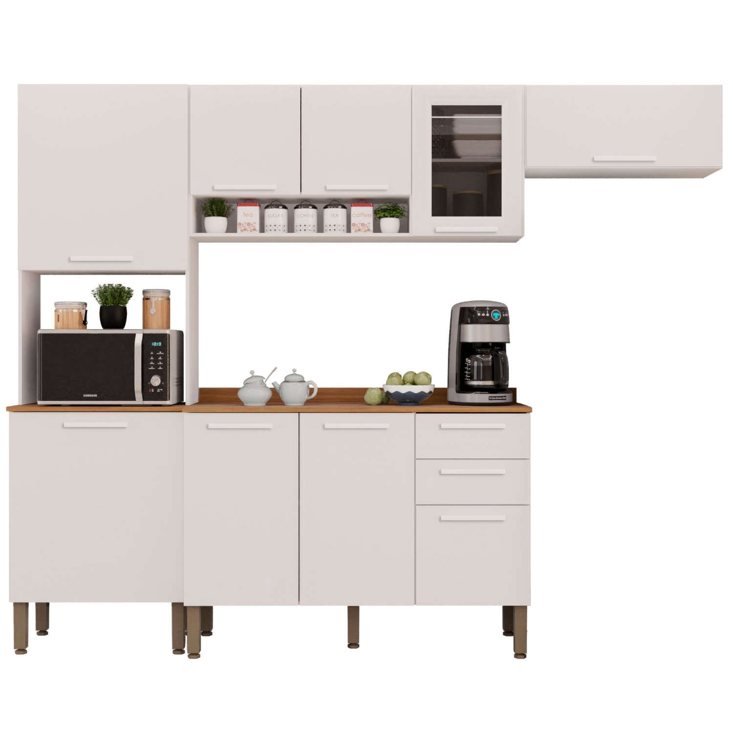 Cozinha Completa New Valência (Vidro fumê) Branco - SALLÊTO - Imagem 4
