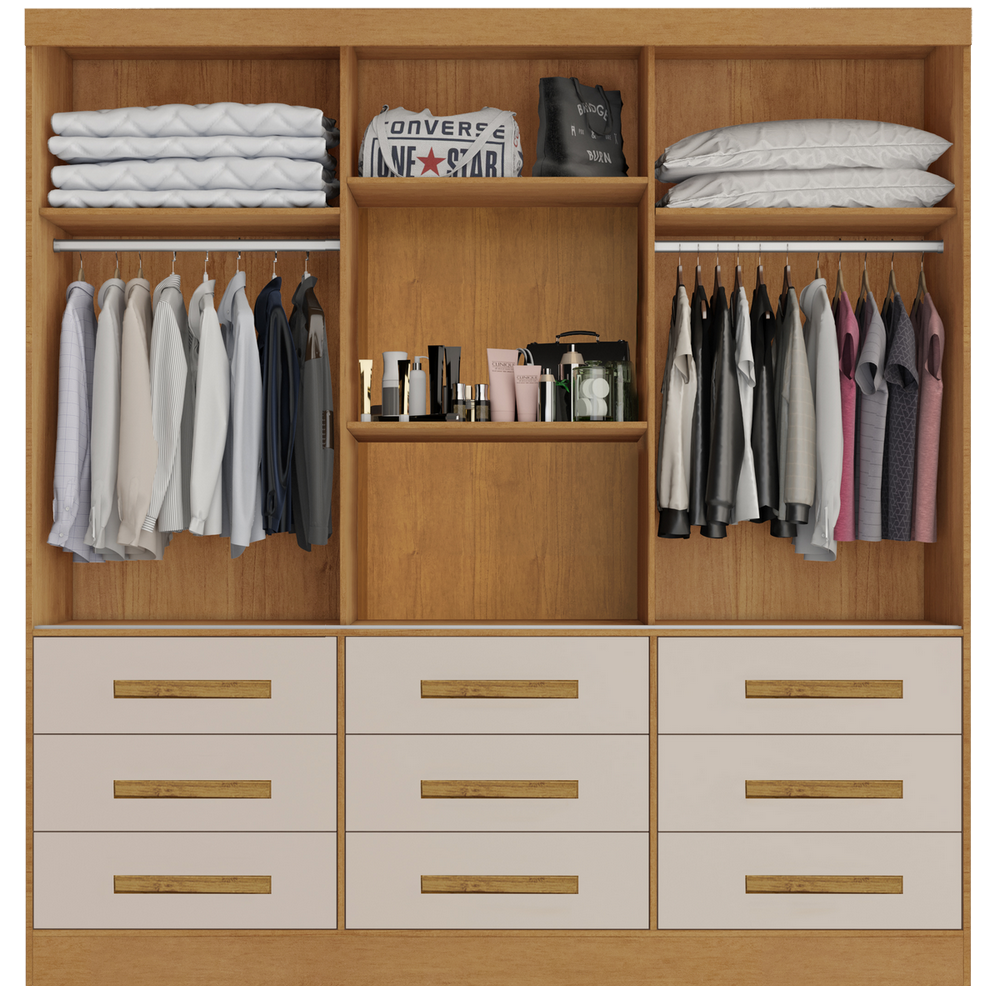 Guarda-Roupa 3 Portas(Sem Pés)Athenas 1,80 m Nature/Off White - BIANCHI - Imagem 3