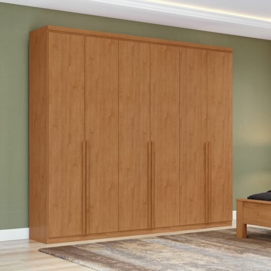 Guarda-Roupa 6 Portas Alonzo 2,30 m Amêndoa Clean - LOPAS