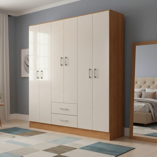 Guarda-Roupa 6 Portas Jamaica 6002 1,34 m Cinamomo/Off White – FELLICCI