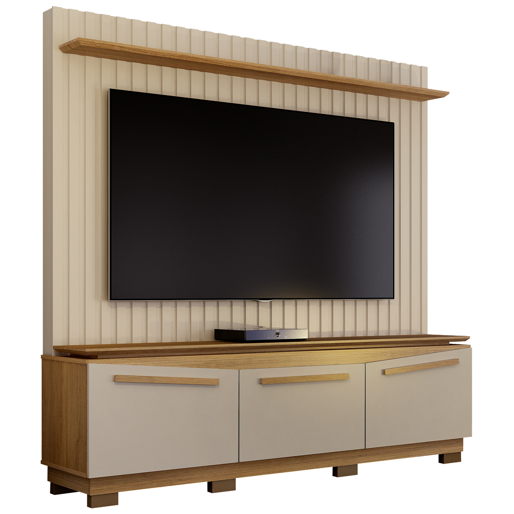 Home Theater até 75" Montreal Off White/Cinamomo - VALDEMÓVEIS - Imagem 2