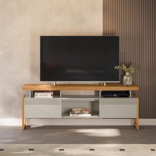 Alternative view of Rack ate 70" Esmeralda Nature/Off White - LINEA BRASIL