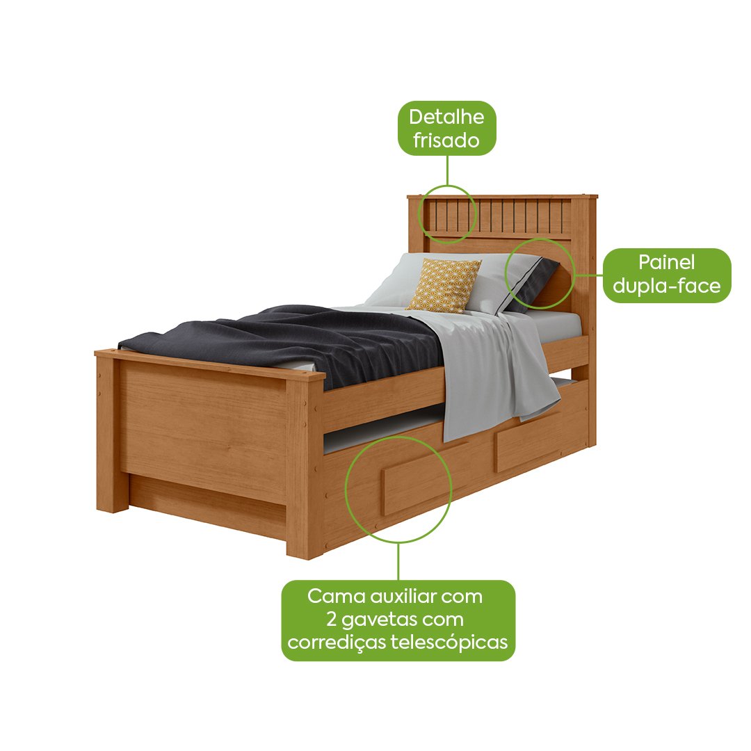 Cama Solteiro Athenas com Auxiliar Amêndoa Clean/Off White/Amêndoa Clean – LOPAS - Imagem 6