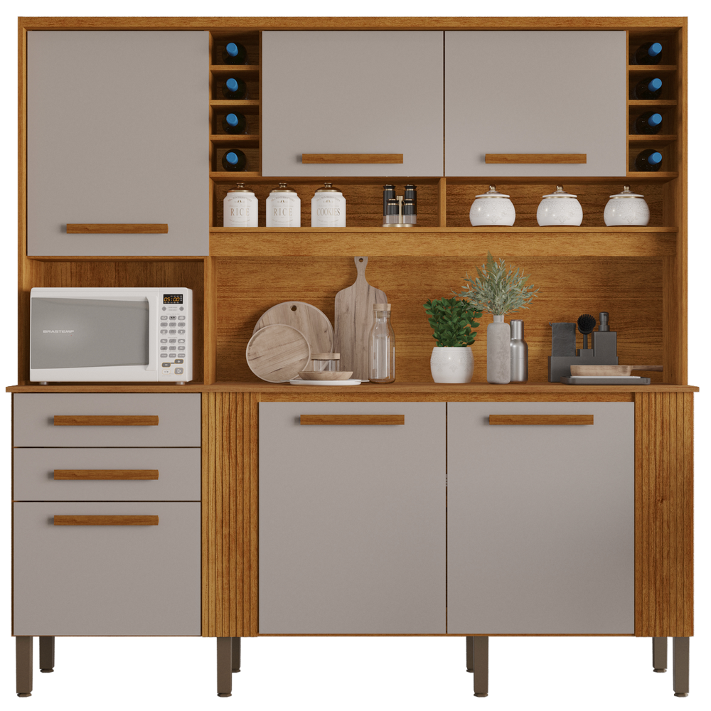 Kit de Cozinha Catar 2,00 m Cinamomo/Off White - SALLETO - Imagem 4
