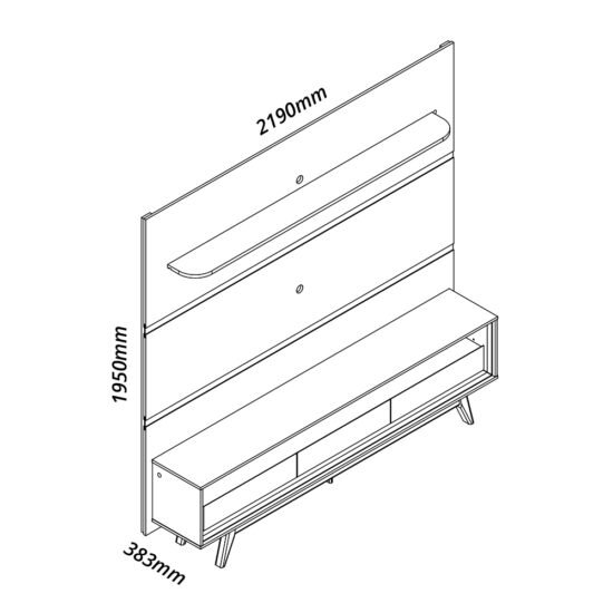 Alternative view of Painel até 85″ Royal 220 Off White + Rack Requinte 212 Off White /Azul – GELIUS