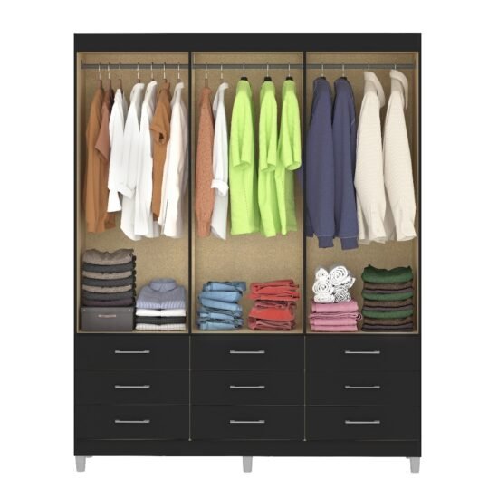 Alternative view of Guarda-Roupa 6 Portas Paraty 3690 1,50 m Preto - FELLICCI