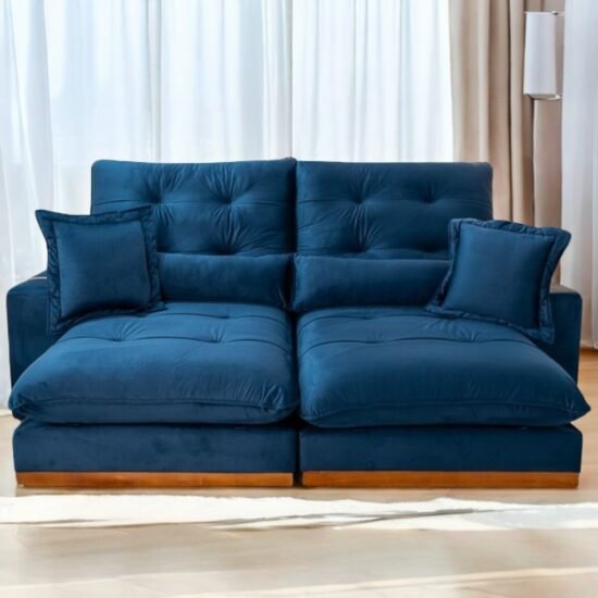Sofá Retrátil e Reclinável Arthur/Toronto 2,50 m Azul 4061 - D'VITRINE ESTOFADOS