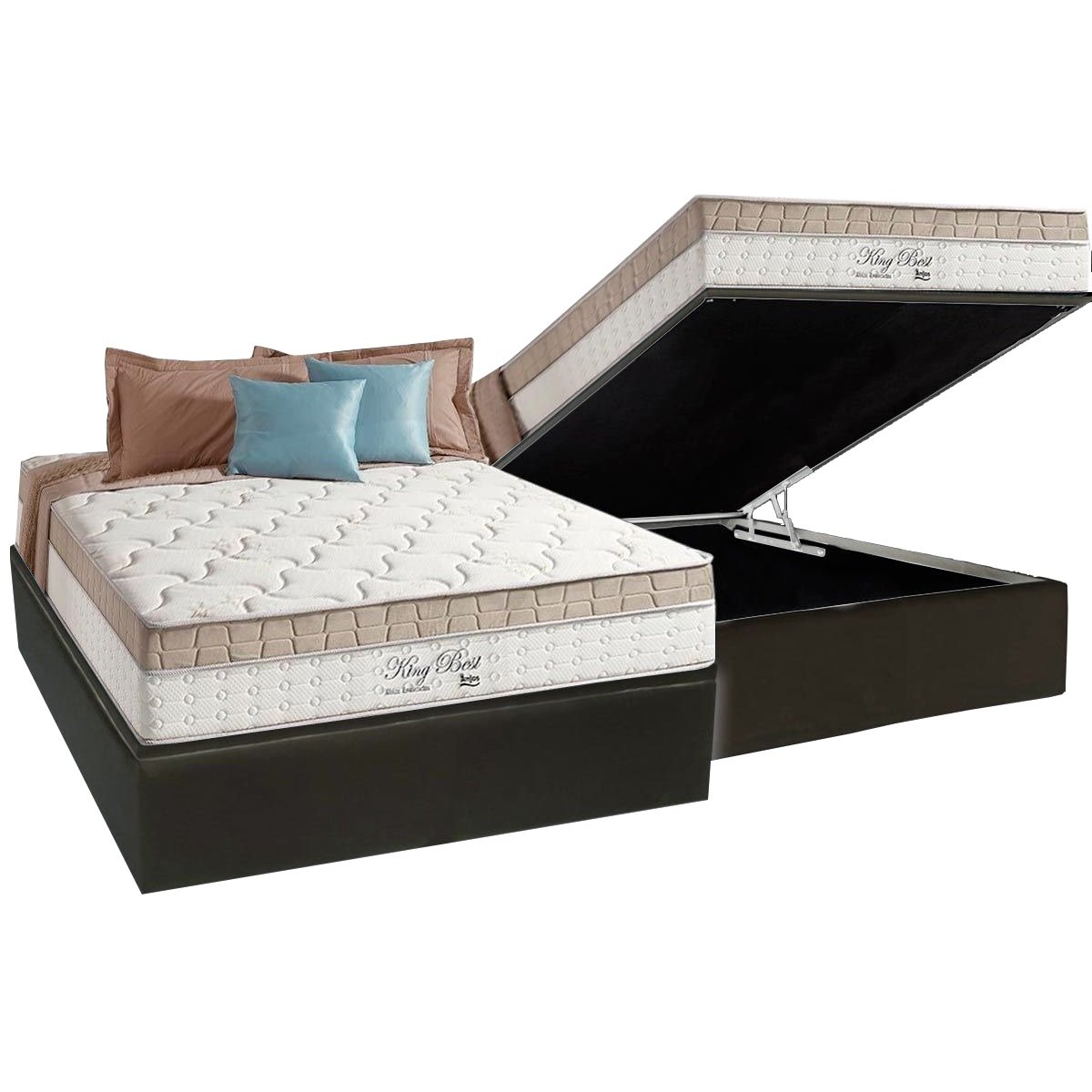 Colchão Casal King Best 28 cm D28 Molas Ensacadas + Base Baú Corino Preto – ANJOS + BIOSTAR - Imagem 2