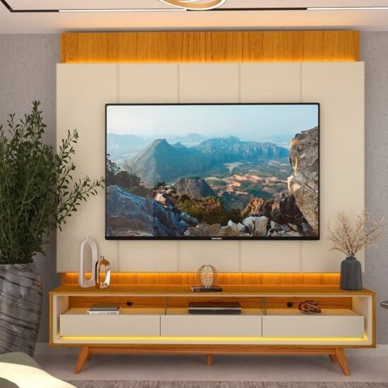 Painel até 85″ Magnífico + Rack Requinte 212 Naturale/Off White – GELIUS
