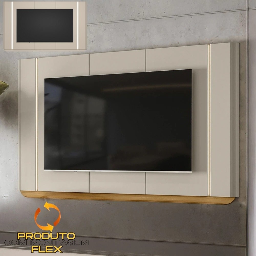 Painel ate 75" Santorini Off White/Tauari Fosco - LINEA BRASIL