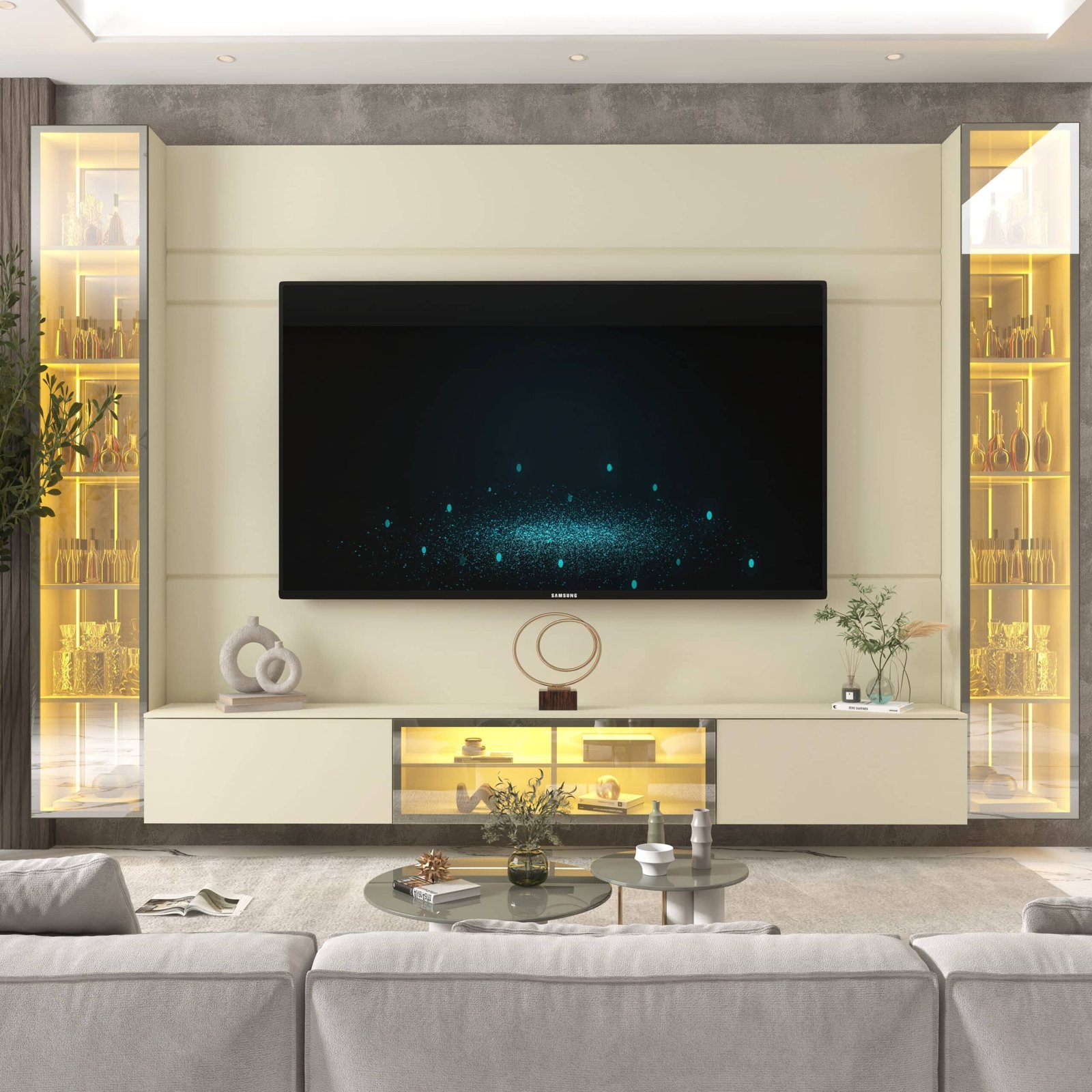 Home Suspenso até 85" Luminare Reflecta com Duas Torres 293 Off White - GELIUS (ESPECIAL) - Imagem 2
