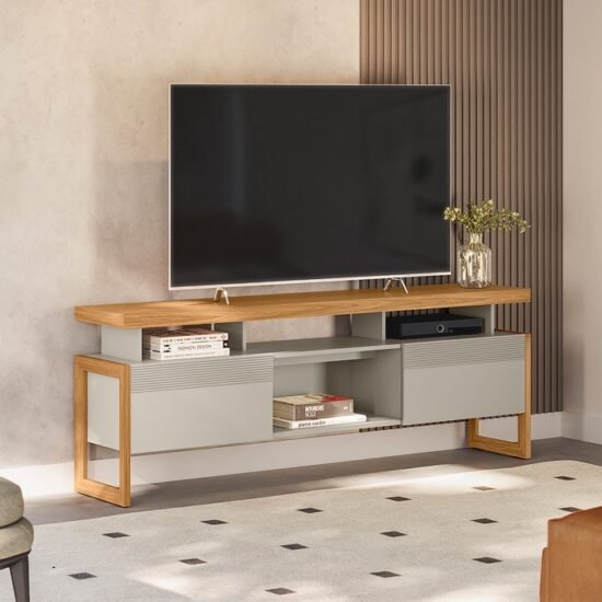 Rack ate 70" Esmeralda Nature/Off White - LINEA BRASIL