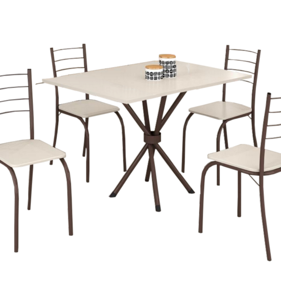 Alternative view of Mesa 4 Cadeiras Rio 100x60 Marrom/Off White – TEIXEIRA