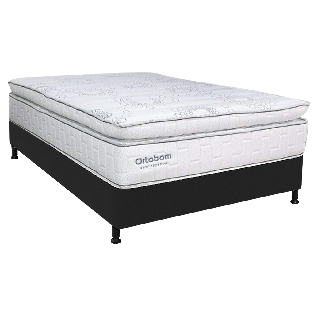 Colchão Casal New Freedom 32 cm D33 Molas Ensacadas + Base Simples Corino Preto – ORTOBOM + BIOSTAR - Imagem 2