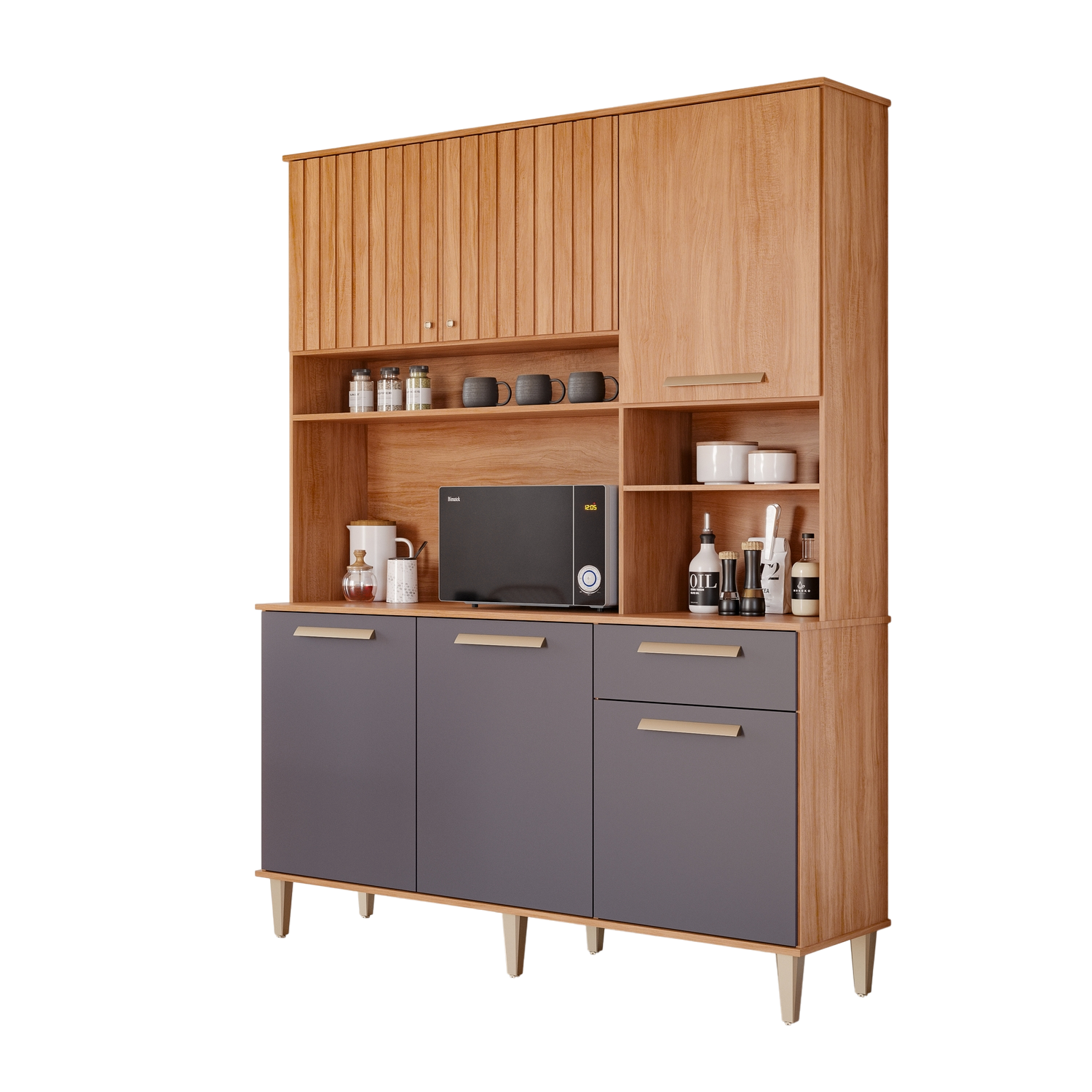 Kit Cozinha 6 Portas Mila 1,51 m Cinamomo/Titanium - MGM MÓVEIS - Imagem 4