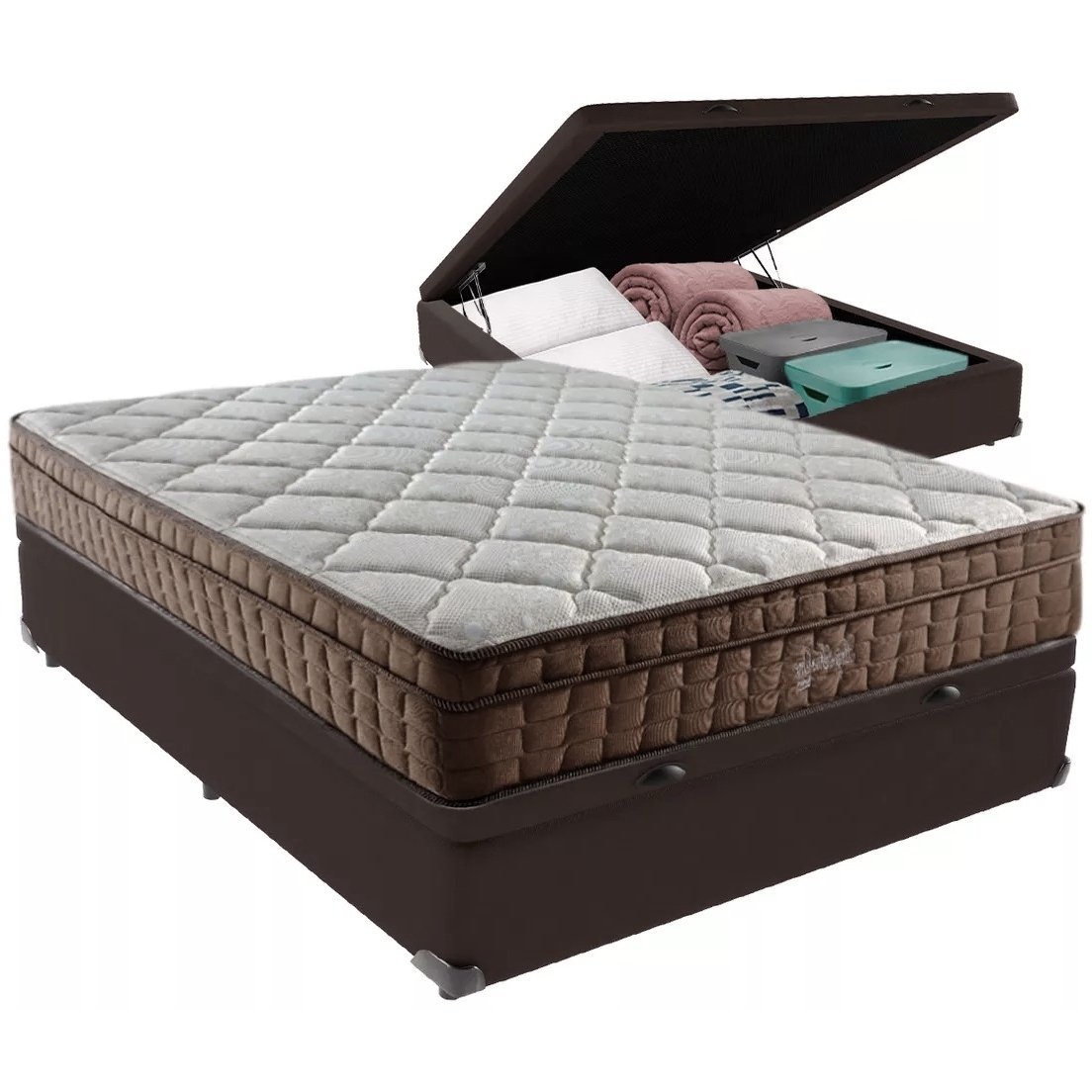 Colchão Casal Star One 30 cm D28/AG D70 + Base Baú Corino Marrom – ANJOS + BIOSTAR - Imagem 2