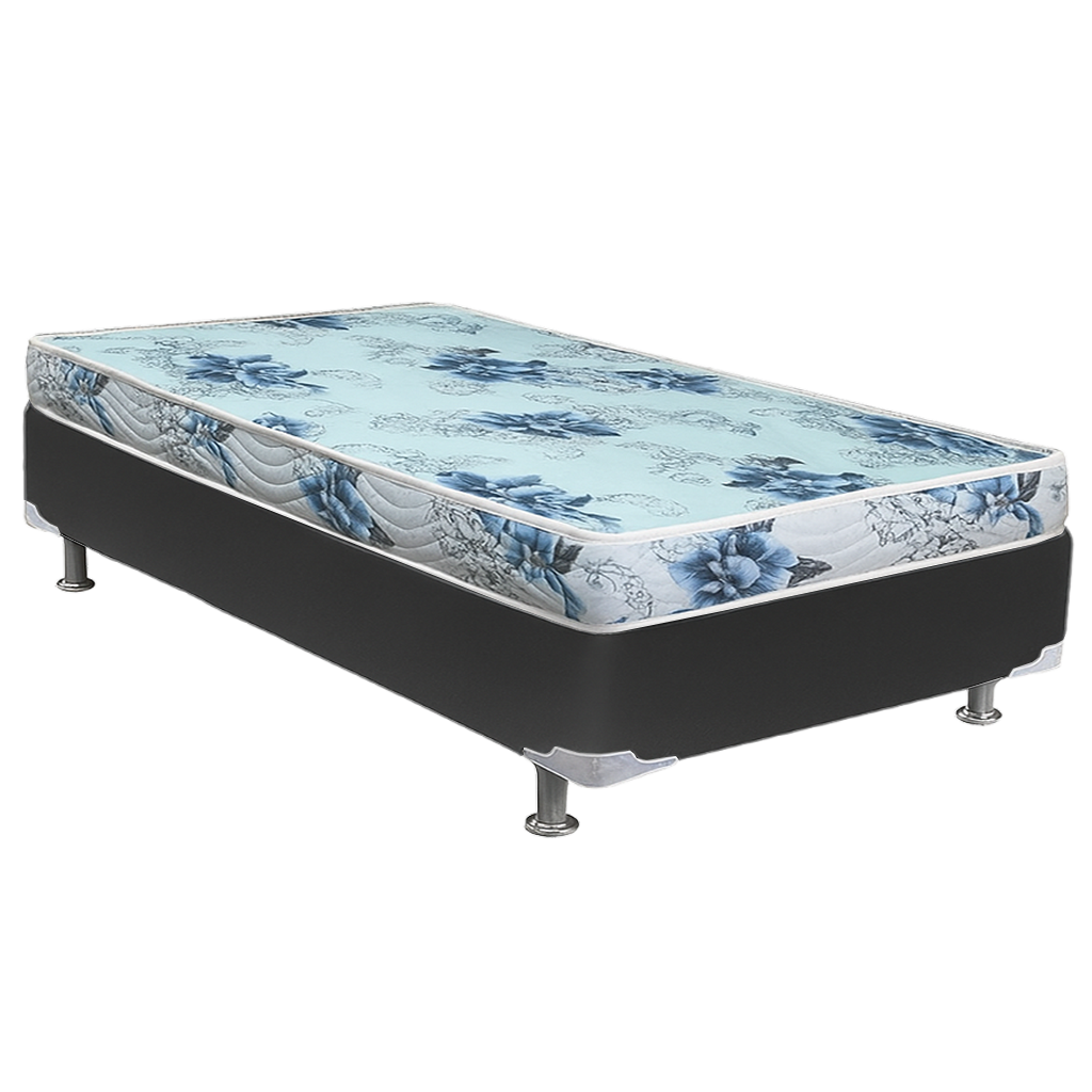 Colchão Solteiro Dream Soft 12 cm D20 + Base Simples Corino Preto – ORTOBOM + ALTO NÍVEL - Imagem 2