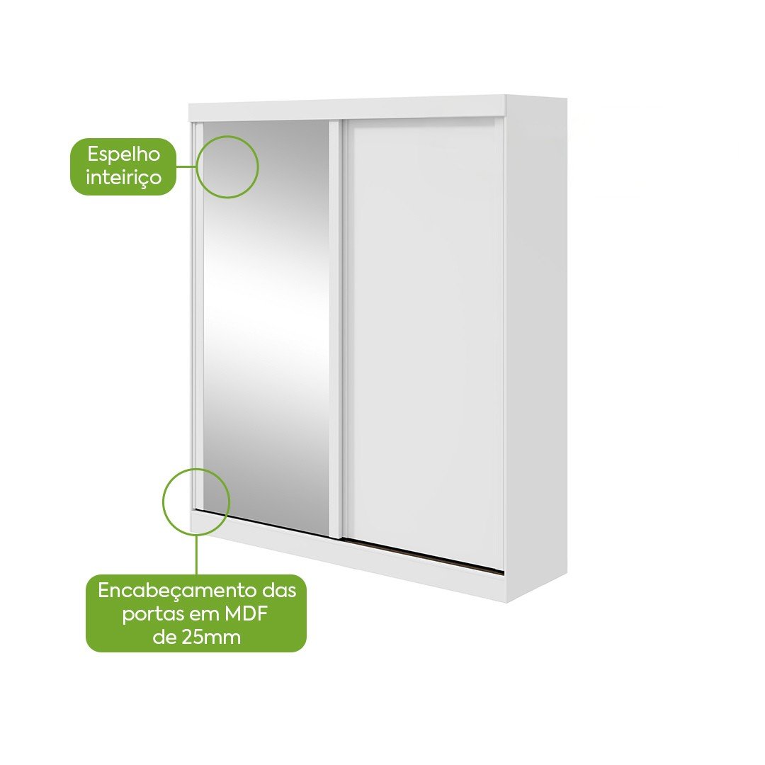 Guarda-Roupa 2 Portas Zeine 1,80 m Branco - LOPAS - Imagem 3