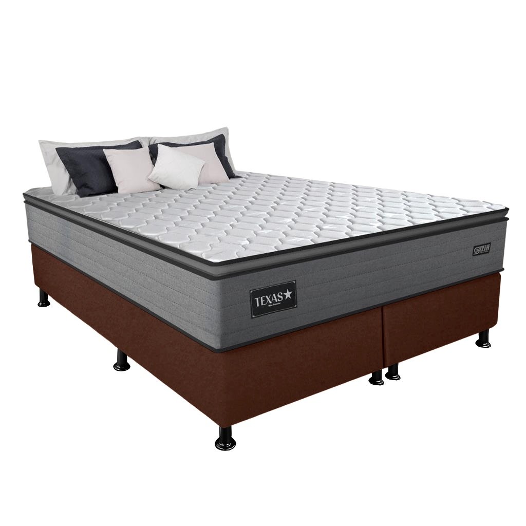 Colchão Queen Texas 29 cm D28 Molas Ensacadas + Base Simples Corino Marrom – GAZIN COLCHÕES + ALTO NÍVEL - Imagem 5